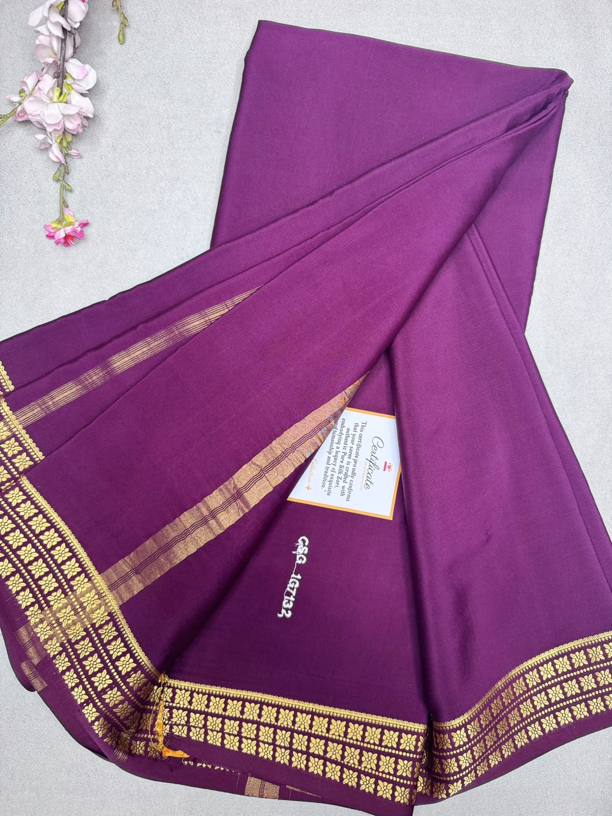 Wine Pure Zari Mysore Silk CSG with Contrast Blouse Saree 110
