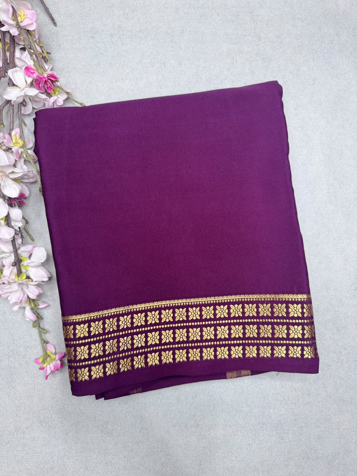 Wine Pure Zari Mysore Silk CSG with Contrast Blouse Saree 110