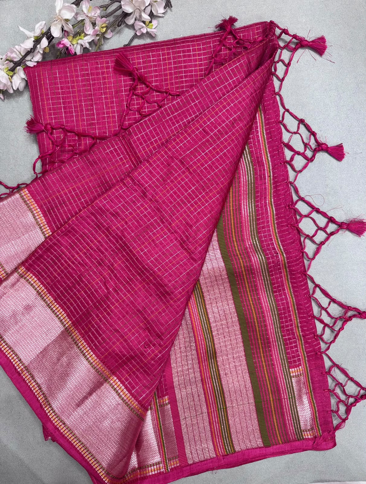 Rani Pink Dola Checks Saree 110