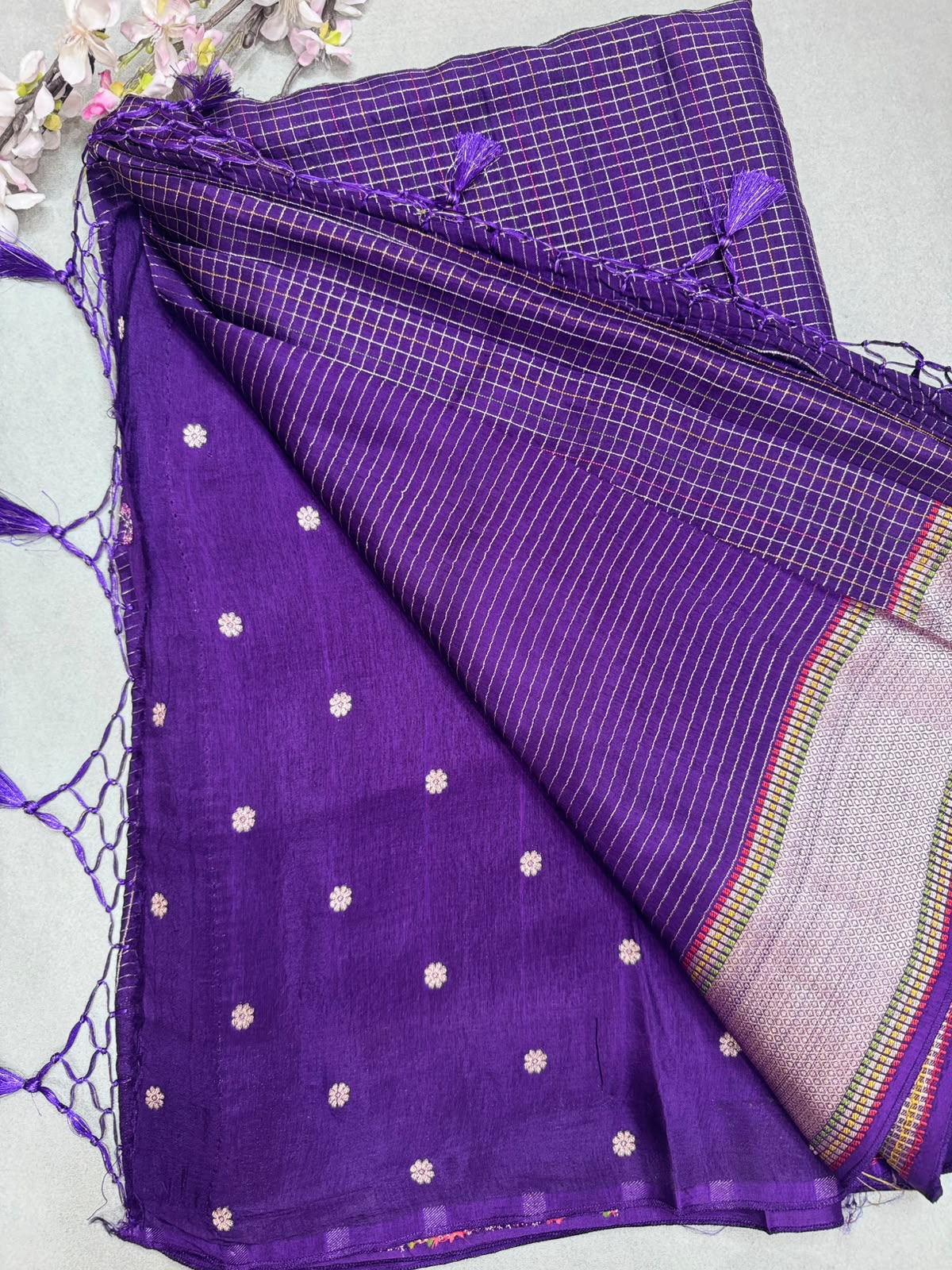 Purple Dola Checks Saree 110