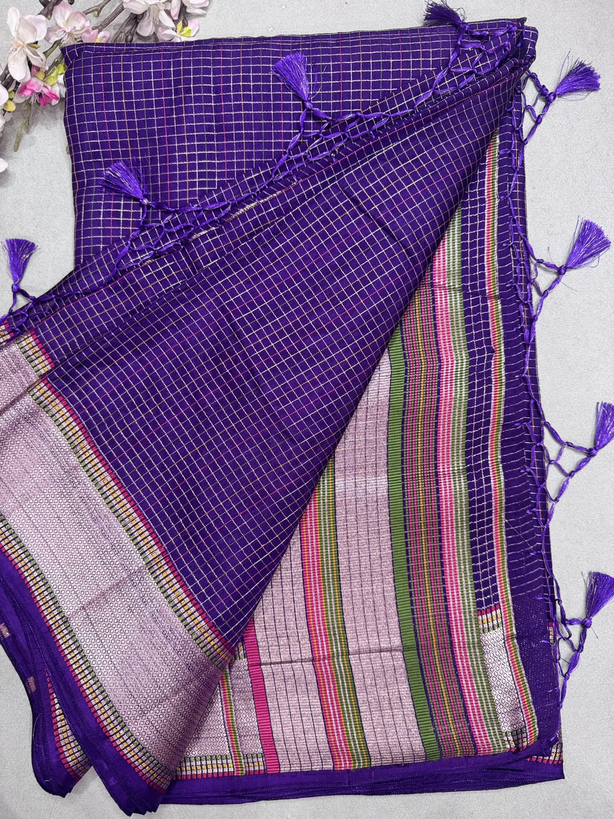 Purple Dola Checks Saree 110