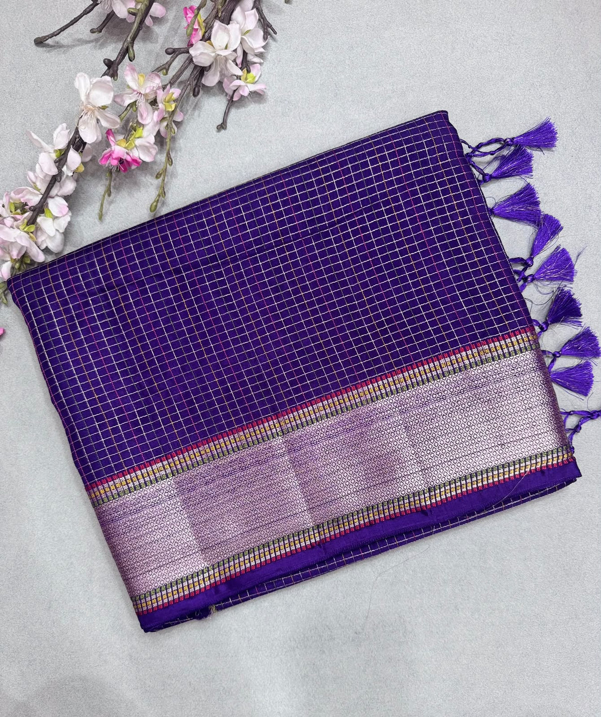 Purple Dola Checks Saree 110