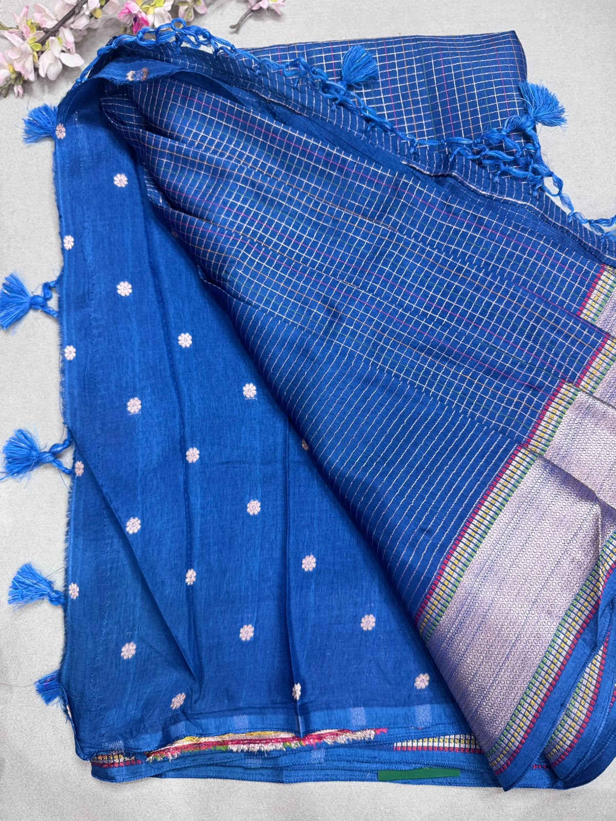 Blue Dola Checks Saree 110