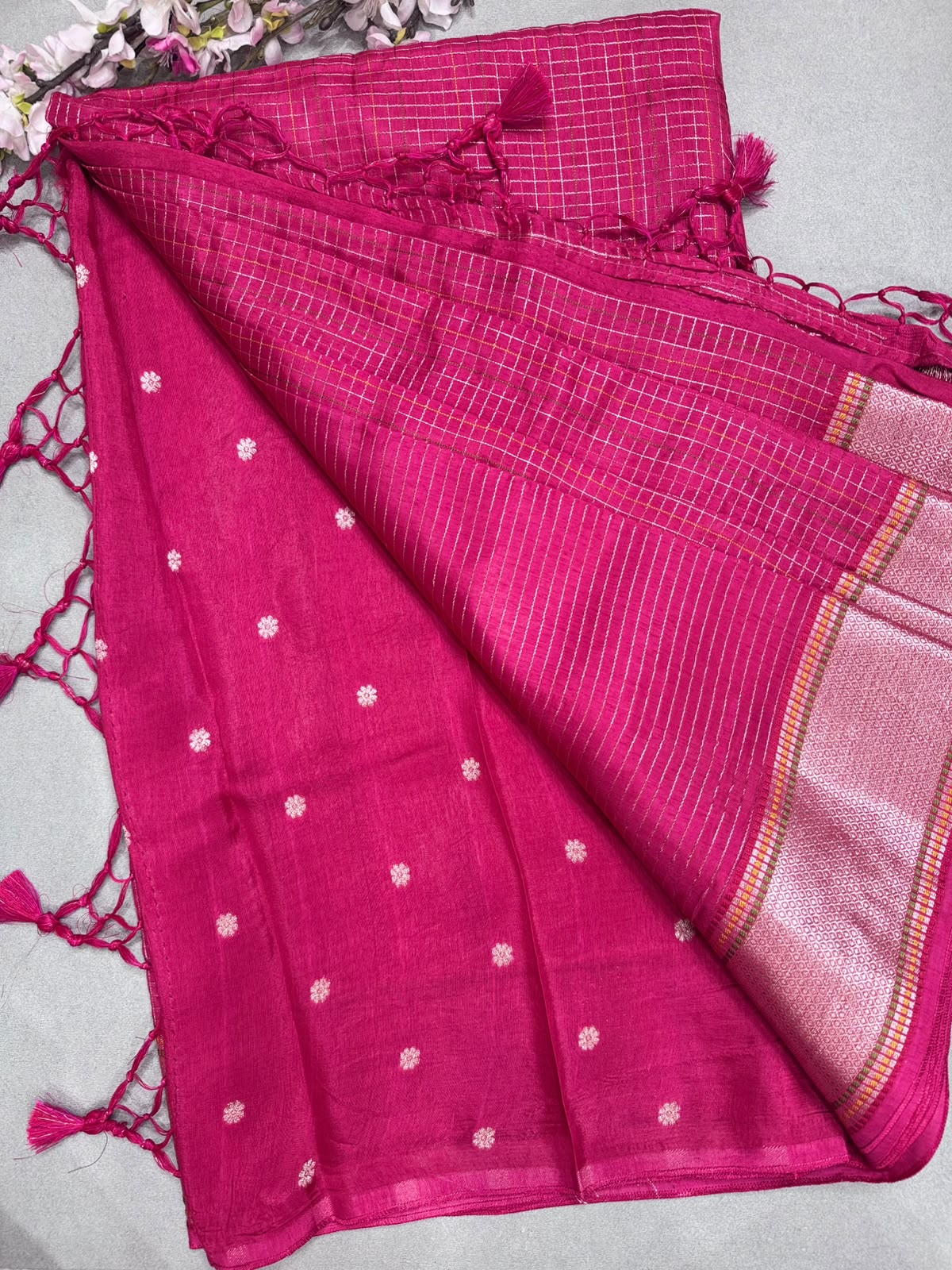 Rani Pink Dola Checks Saree 110