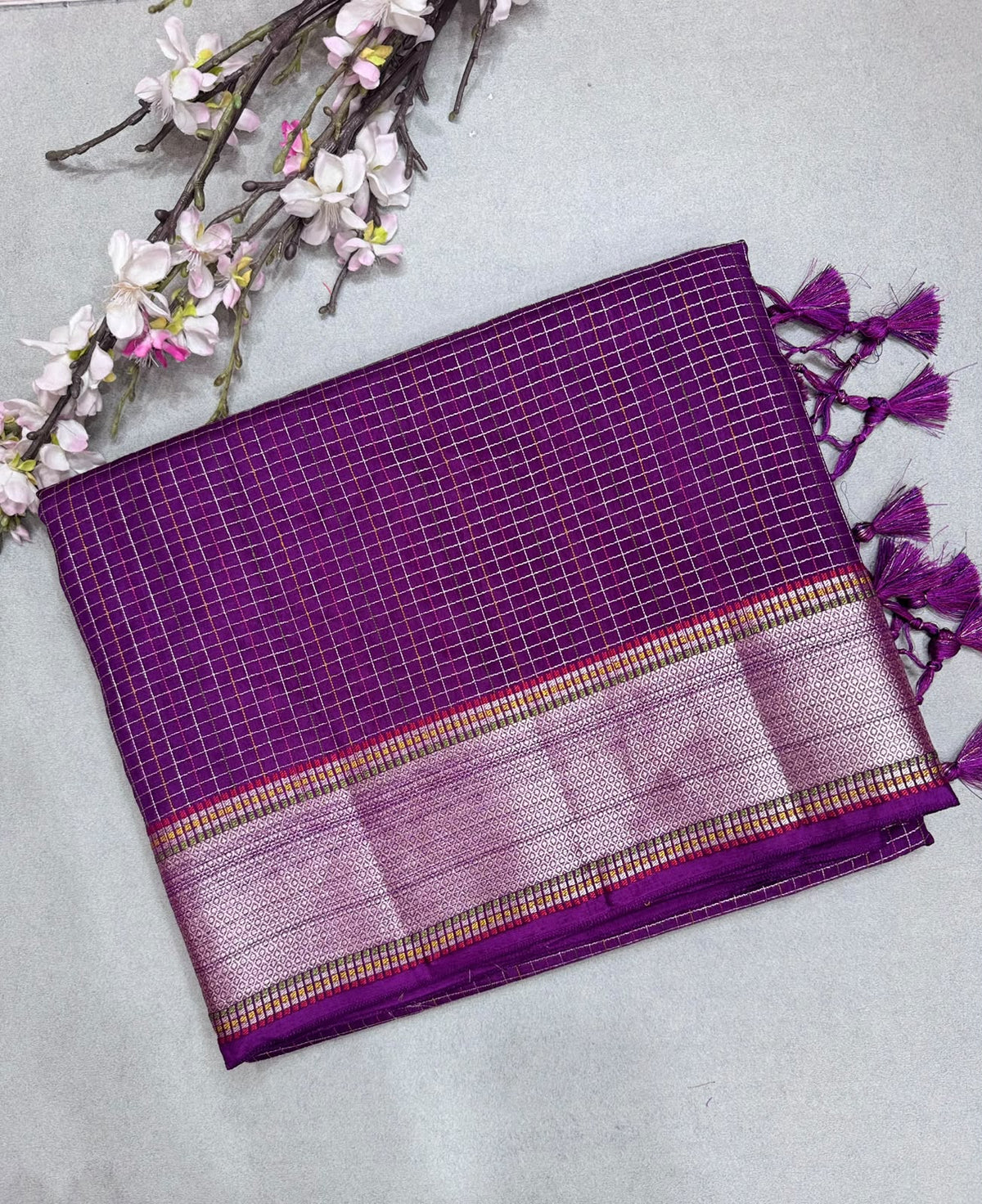 Magenta Dola Checks Saree 110