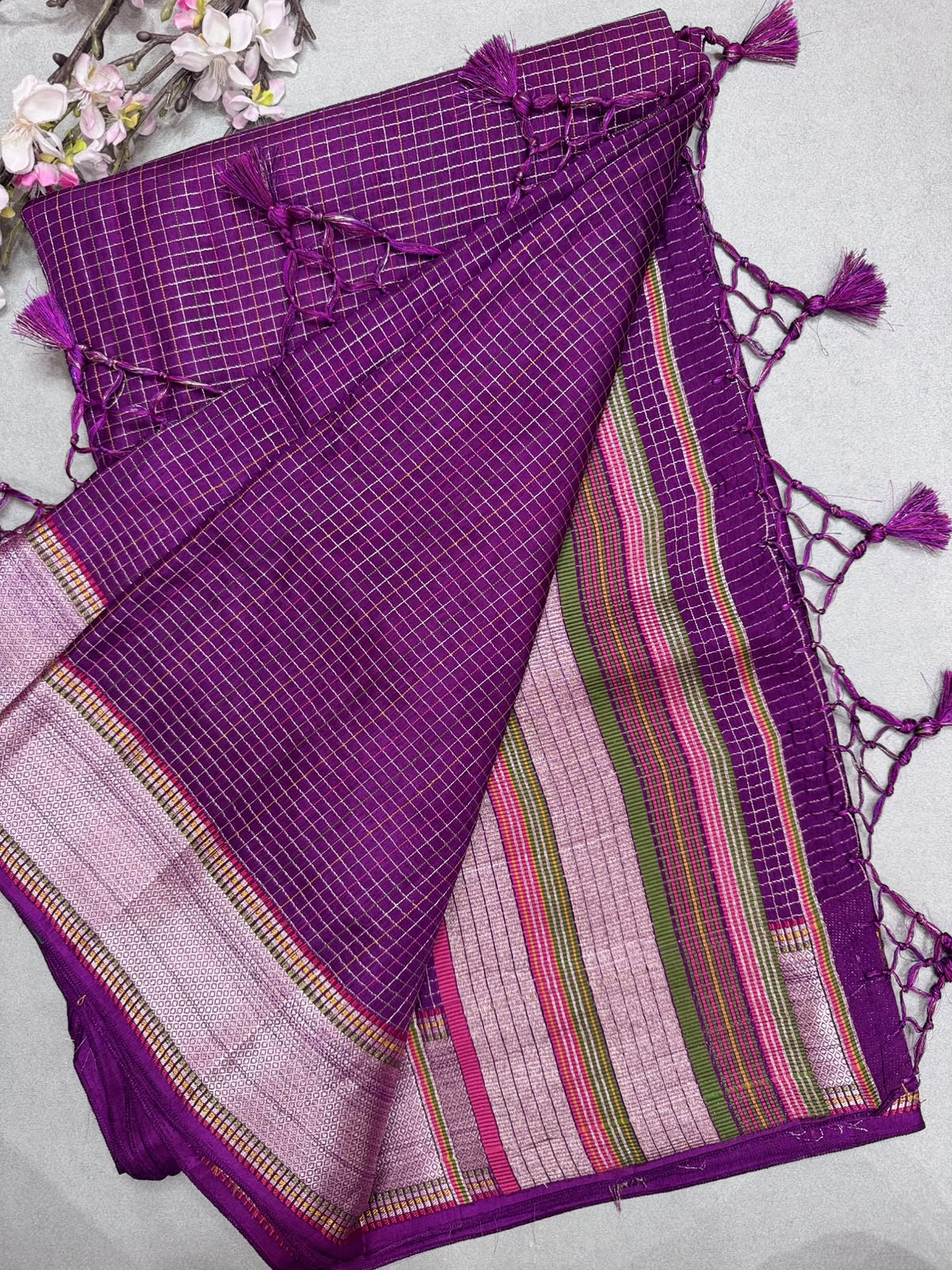 Magenta Dola Checks Saree 110