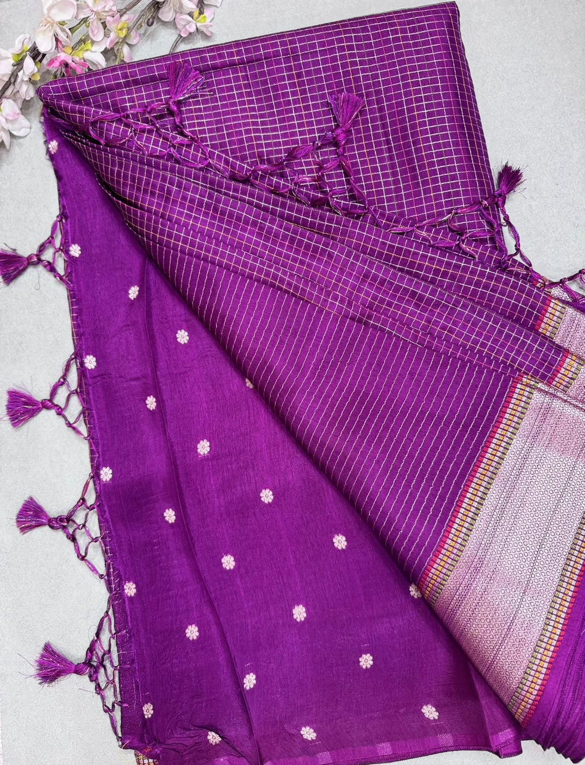 Magenta Dola Checks Saree 110