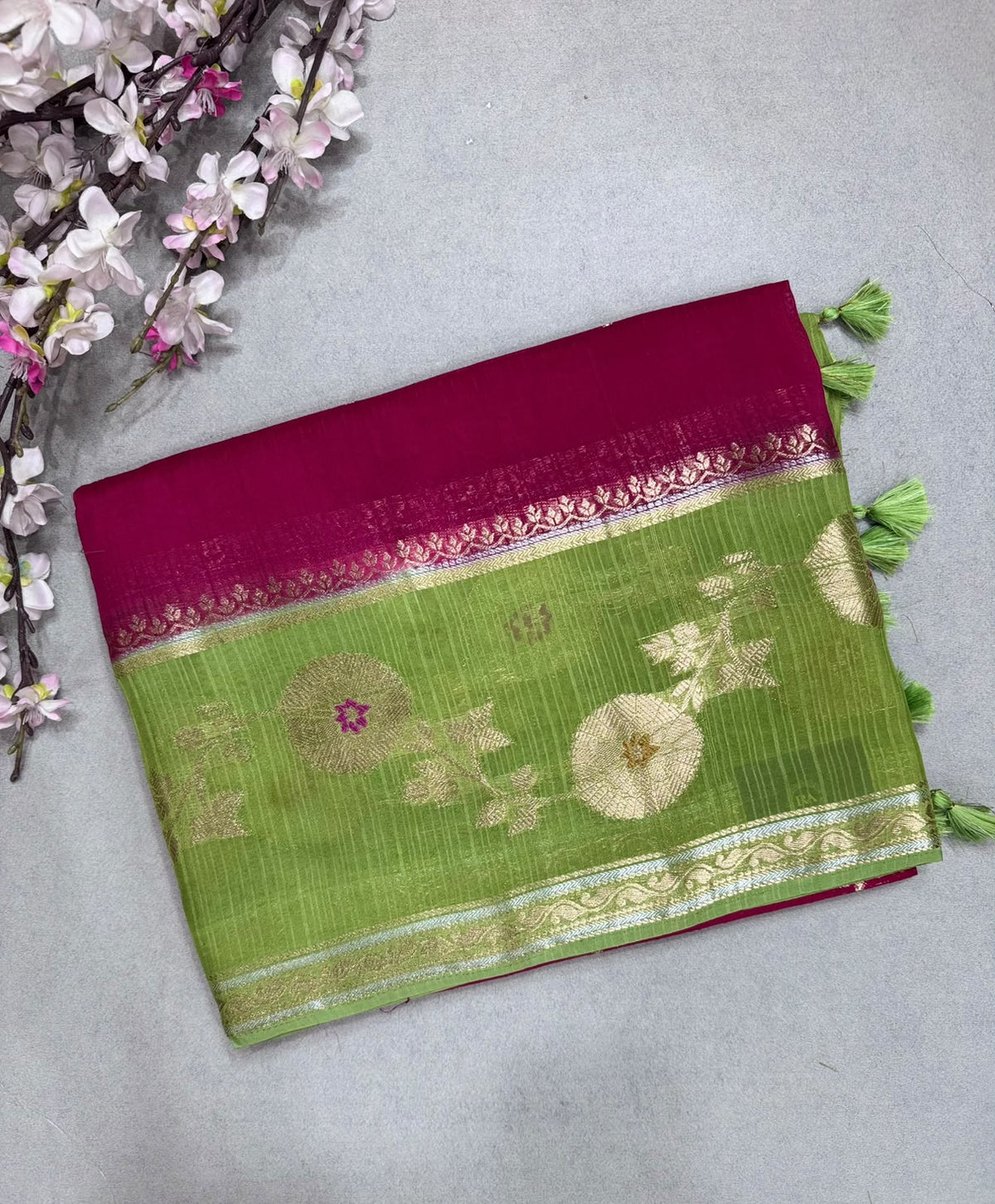 Pink Kota Crepe Meena Border Saree 110