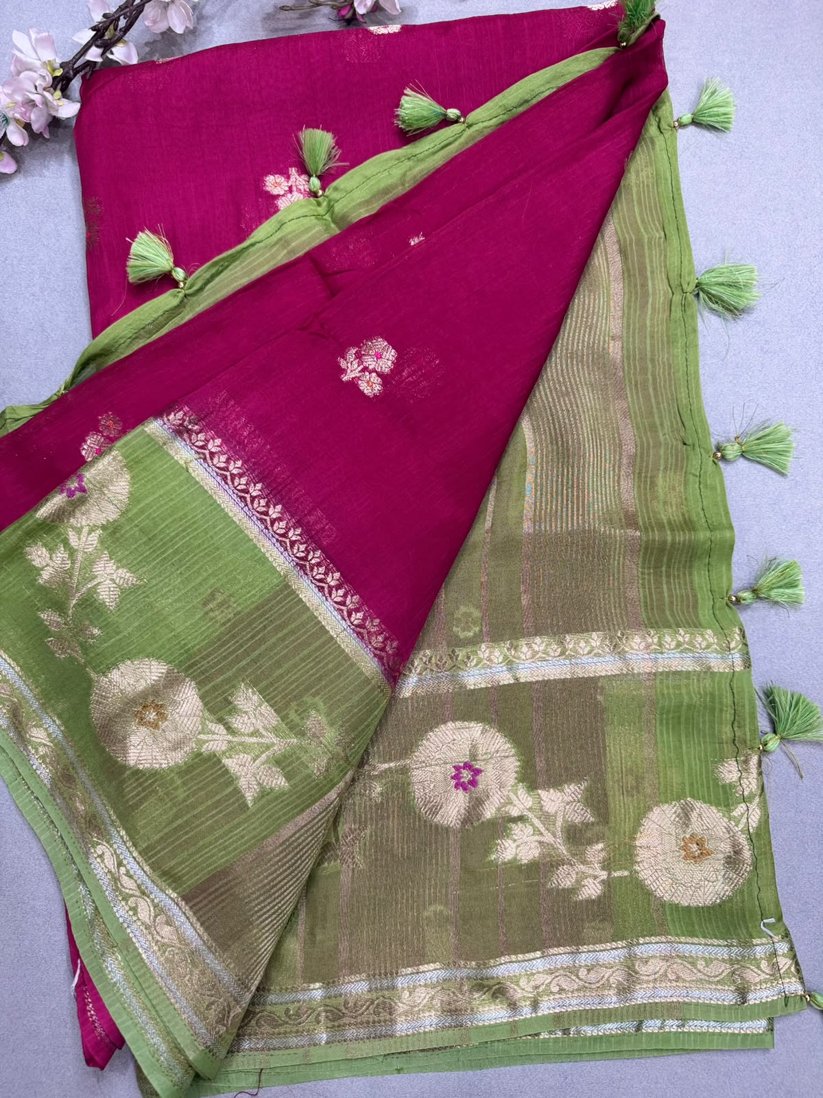 Pink Kota Crepe Meena Border Saree 110