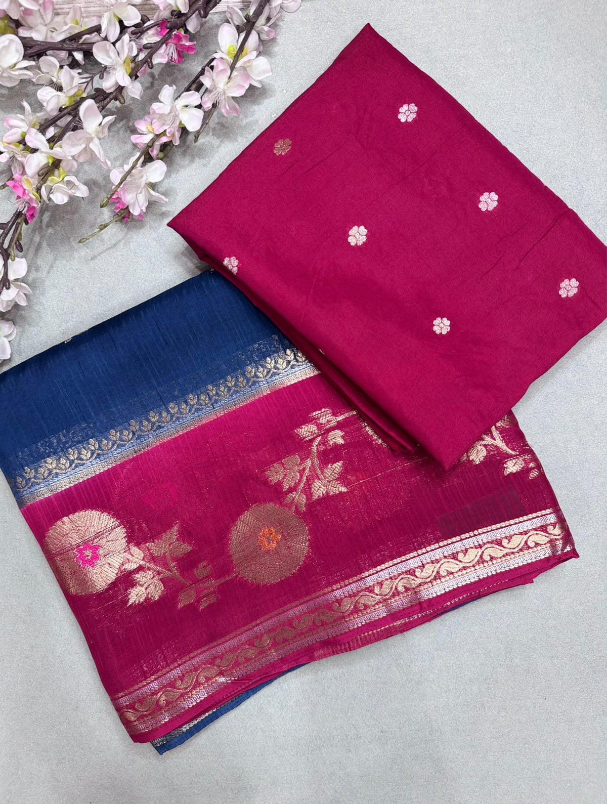 Royal Blue Kota Crepe Meena Border Saree 110
