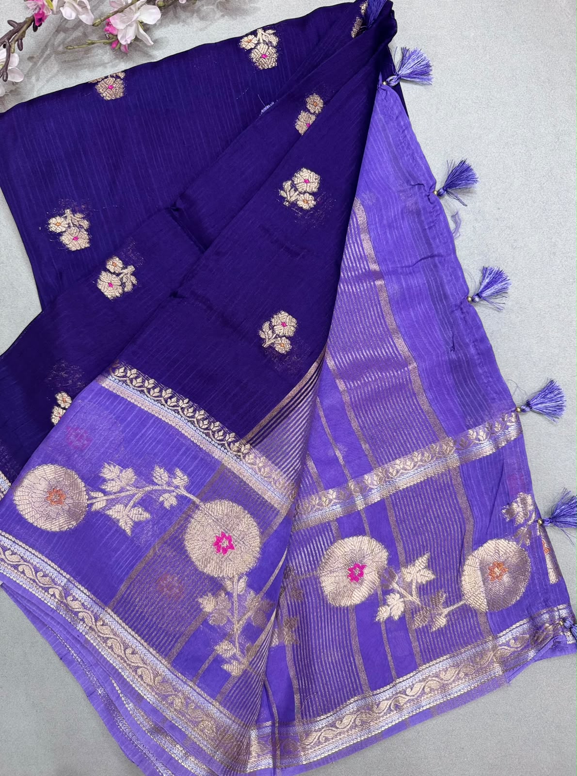 Purple Kota Crepe Meena Border Saree 110
