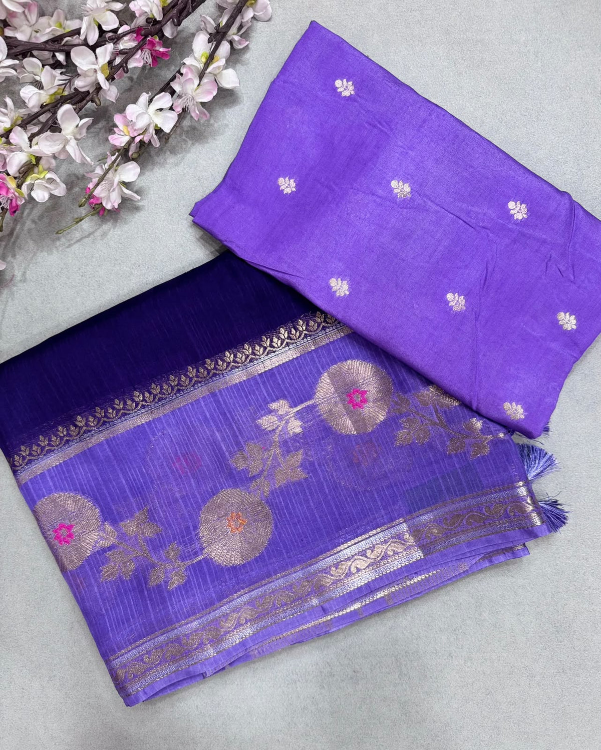 Purple Kota Crepe Meena Border Saree 110