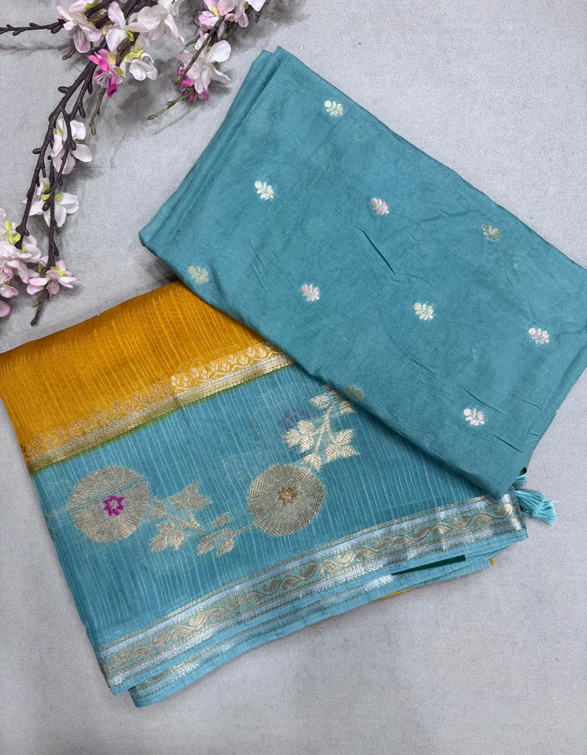 Yellow Kota Crepe Meena Border Saree 110