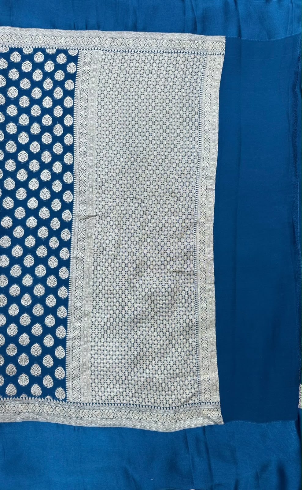 Blue Satin Border Pure Georgette Saree (Swara)