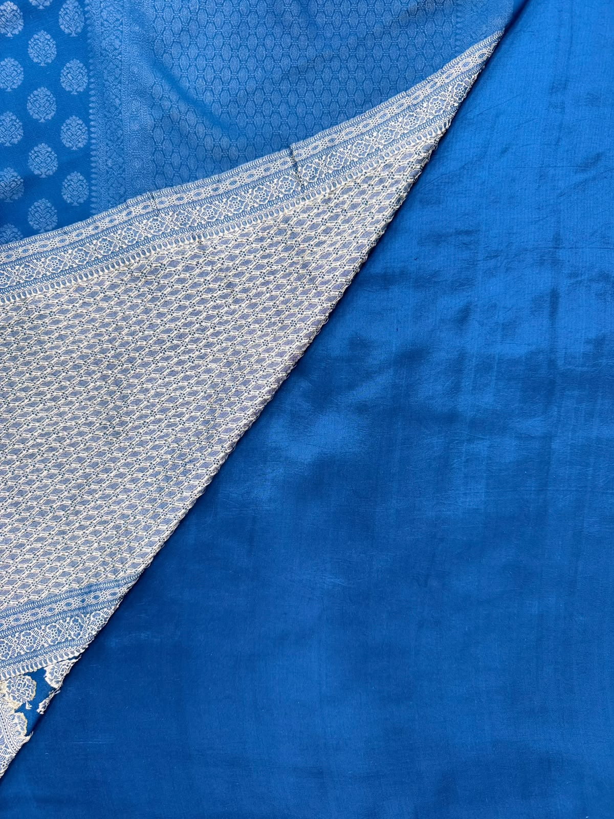 Blue Satin Border Pure Georgette Saree (Swara)
