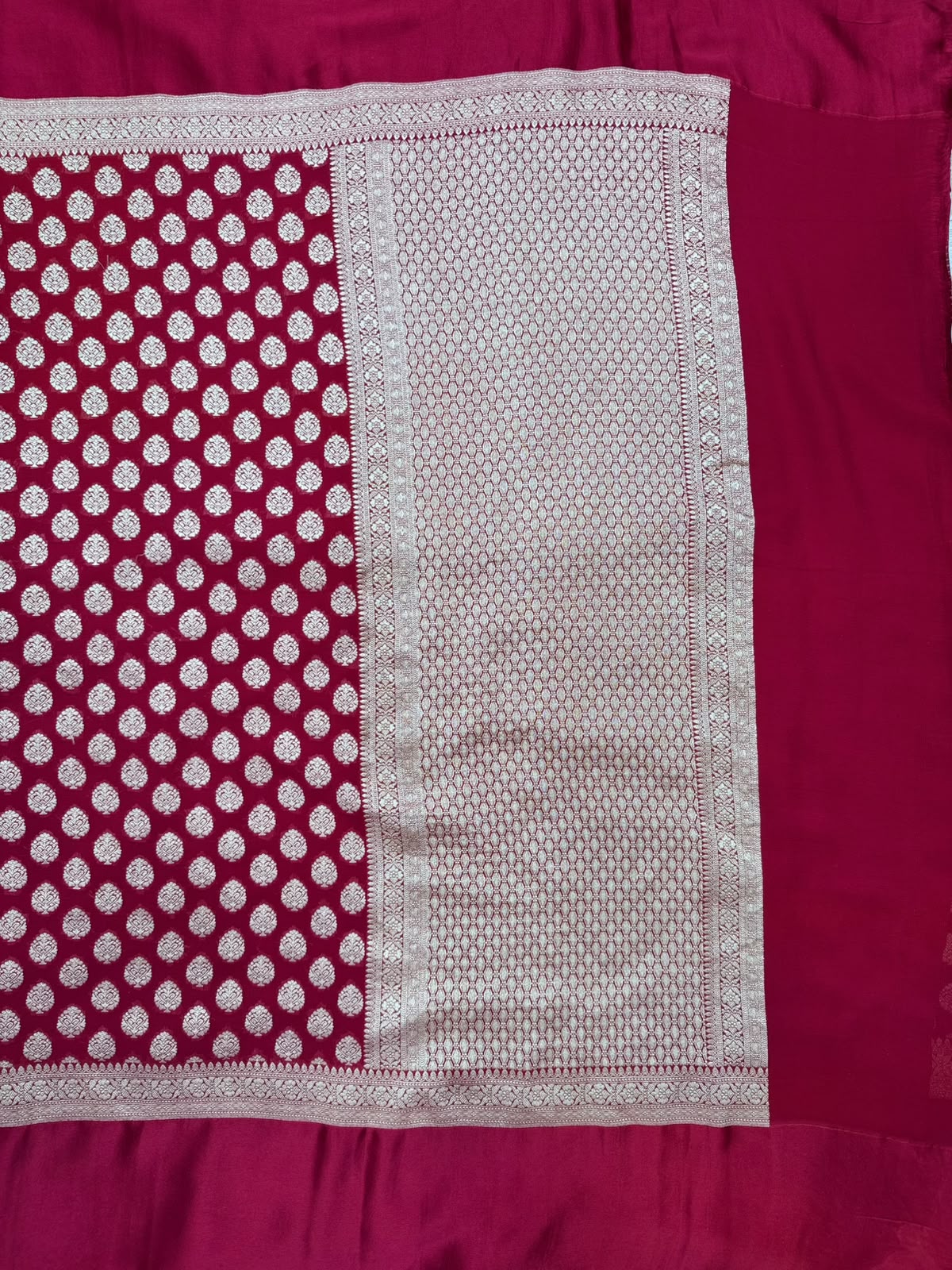 Red Satin Border Pure Georgette Saree (Swara)