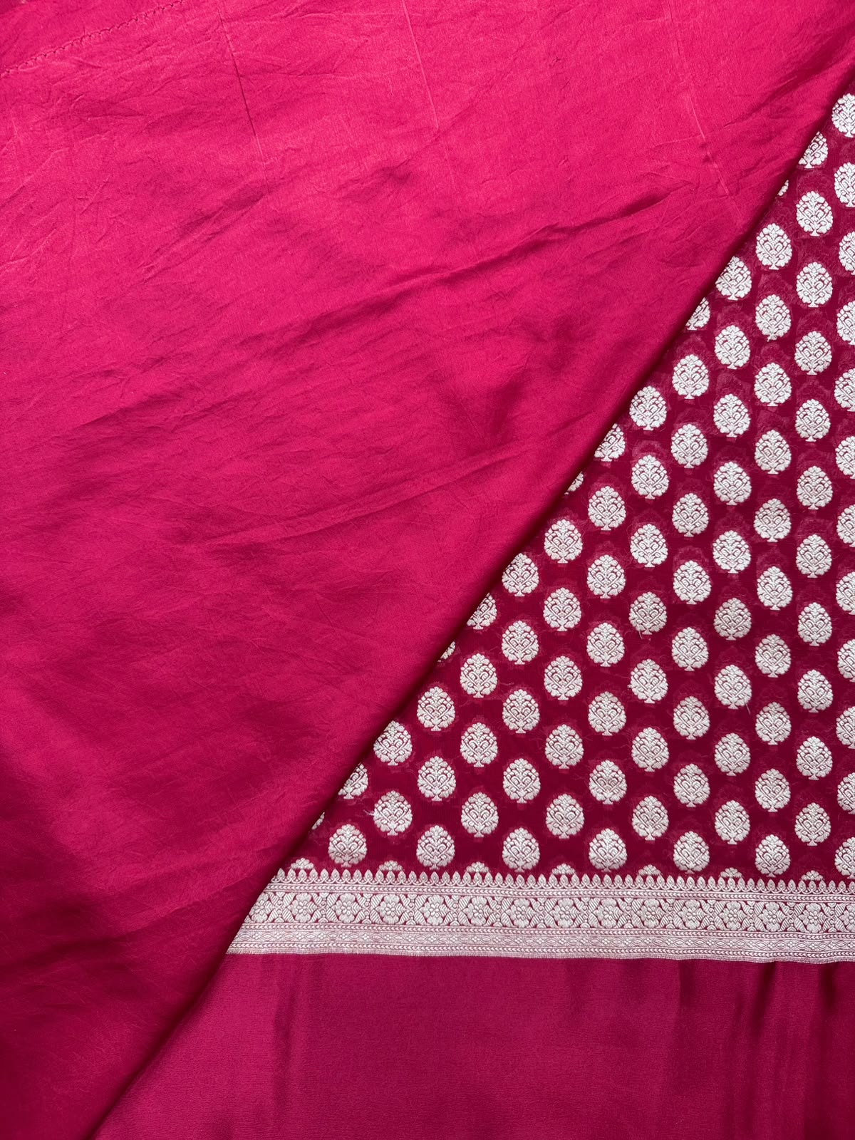 Red Satin Border Pure Georgette Saree (Swara)