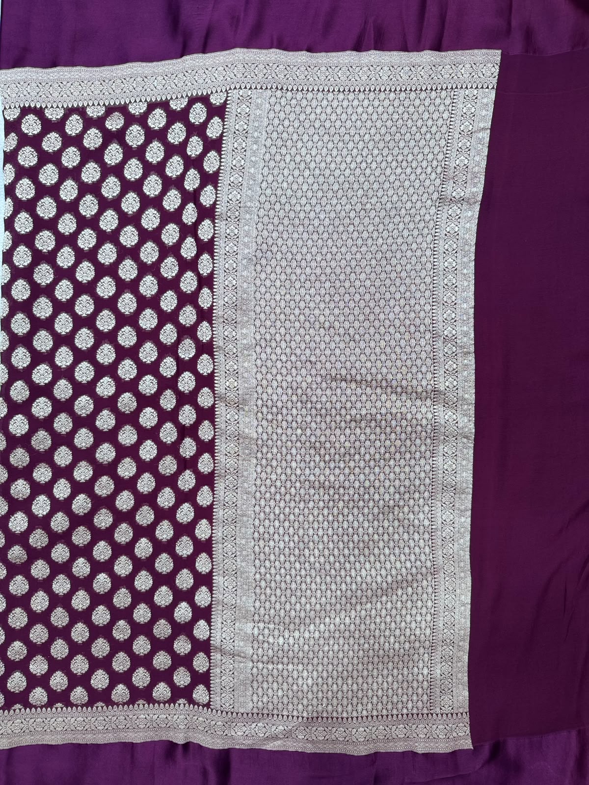 Wine Satin Border Pure Georgette Saree (Swara)