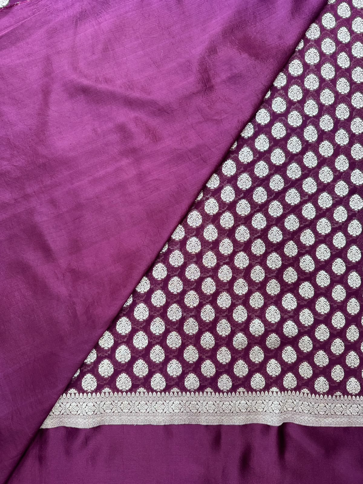 Wine Satin Border Pure Georgette Saree (Swara)