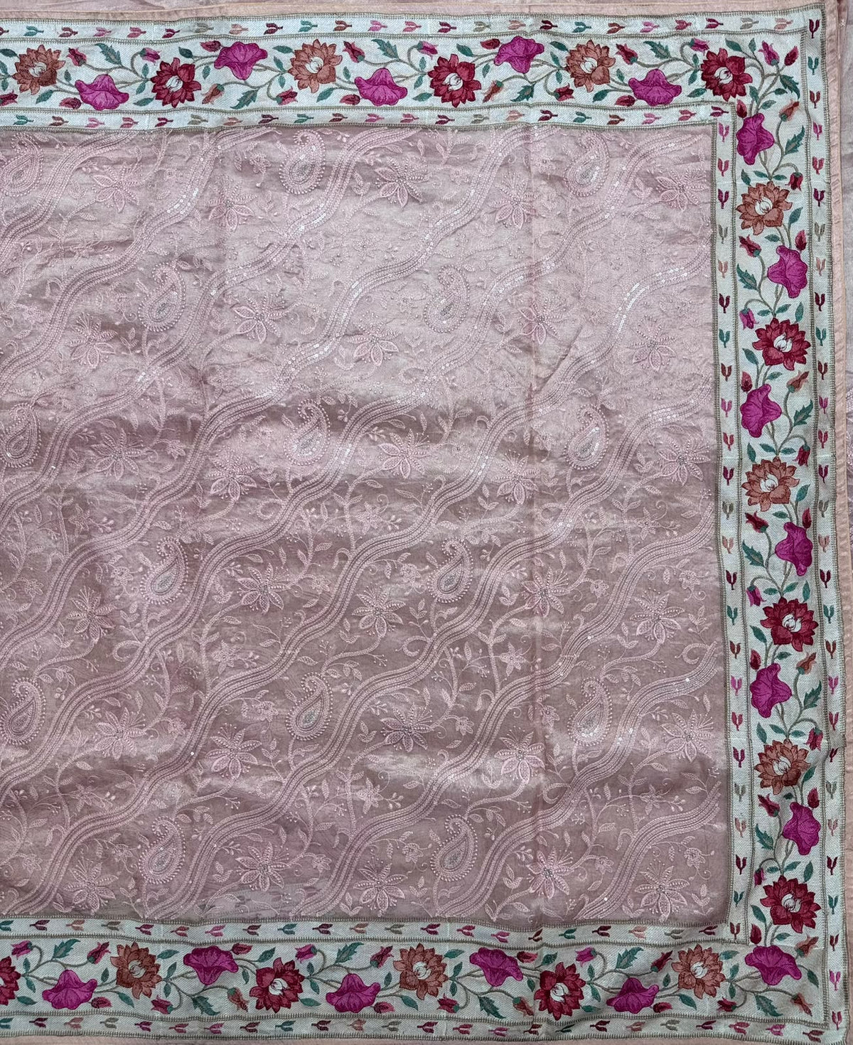 Peach Pure Chikankari Organza Saree (Swara)