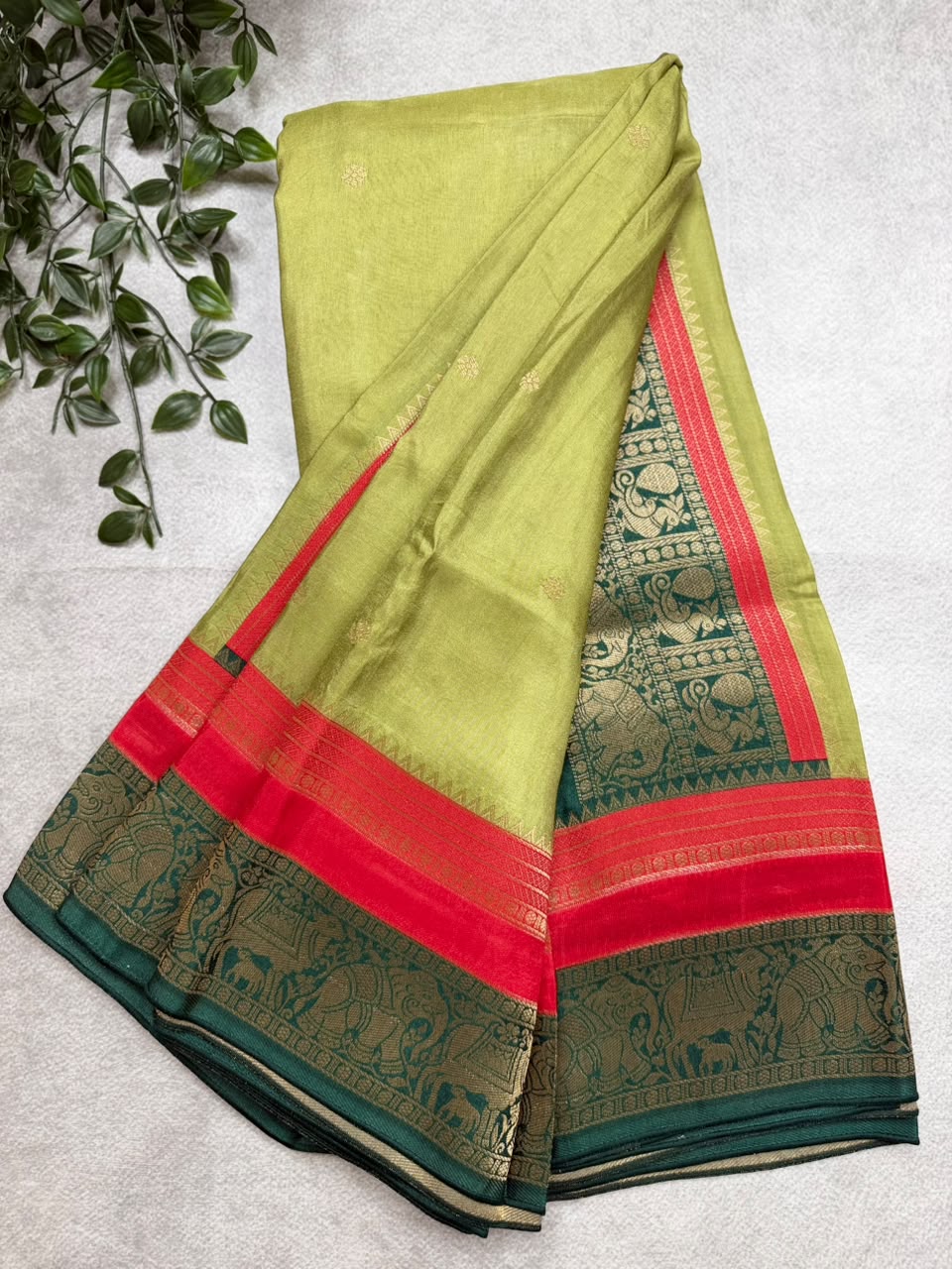 Pista Green Dola Silk Saree 110