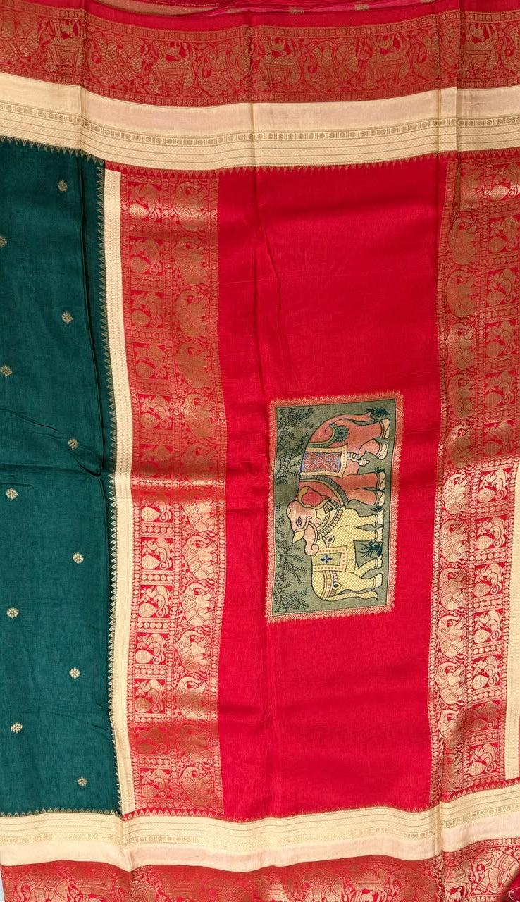 Bottle Green Dola Silk Saree 110