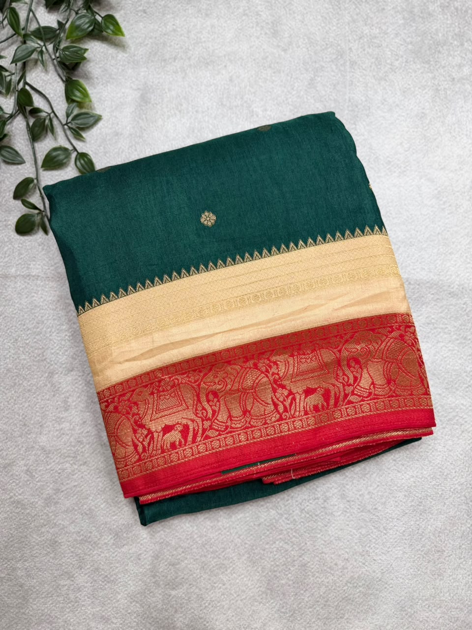 Bottle Green Dola Silk Saree 110