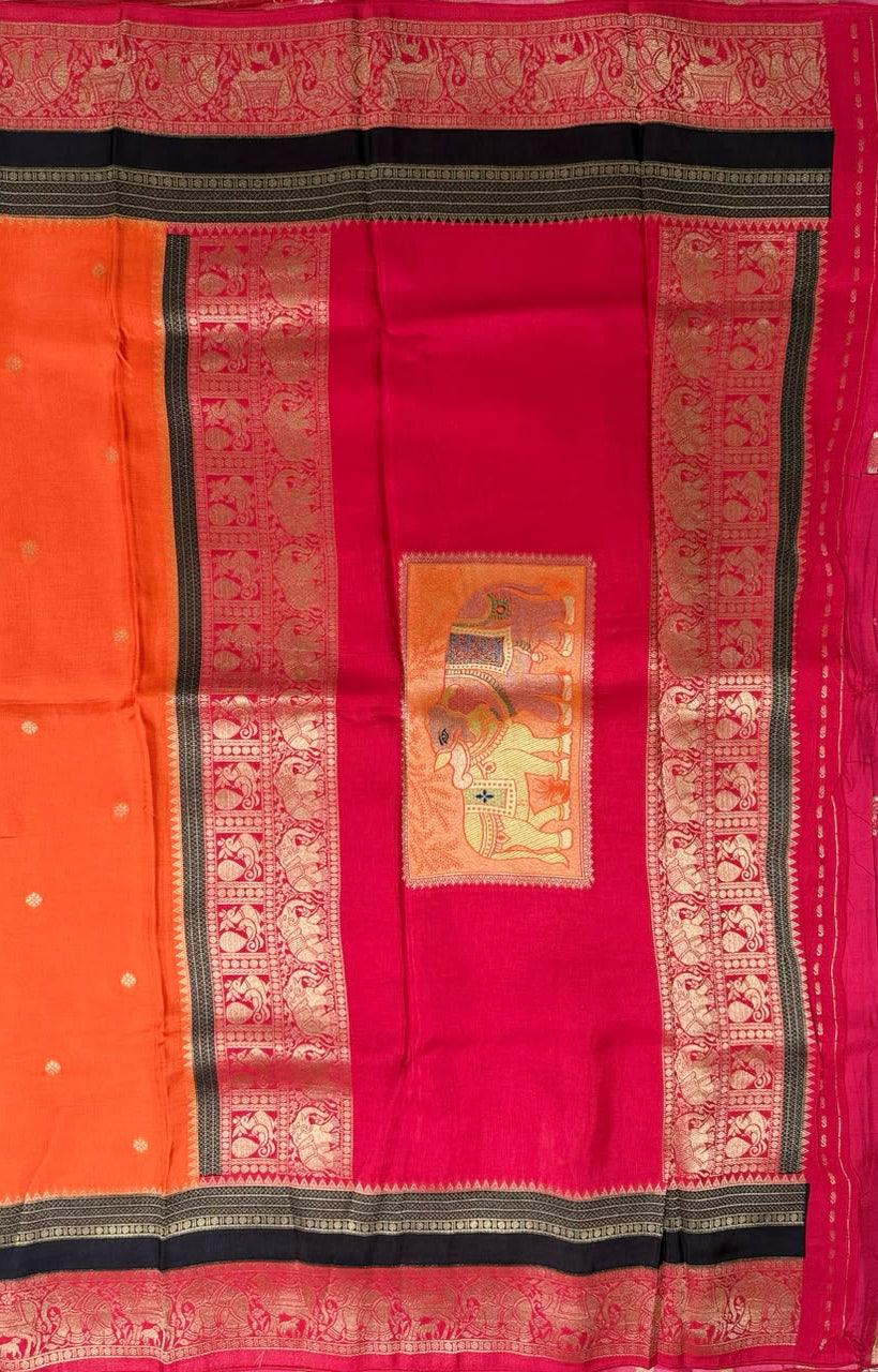 Orange Dola Silk Saree 110