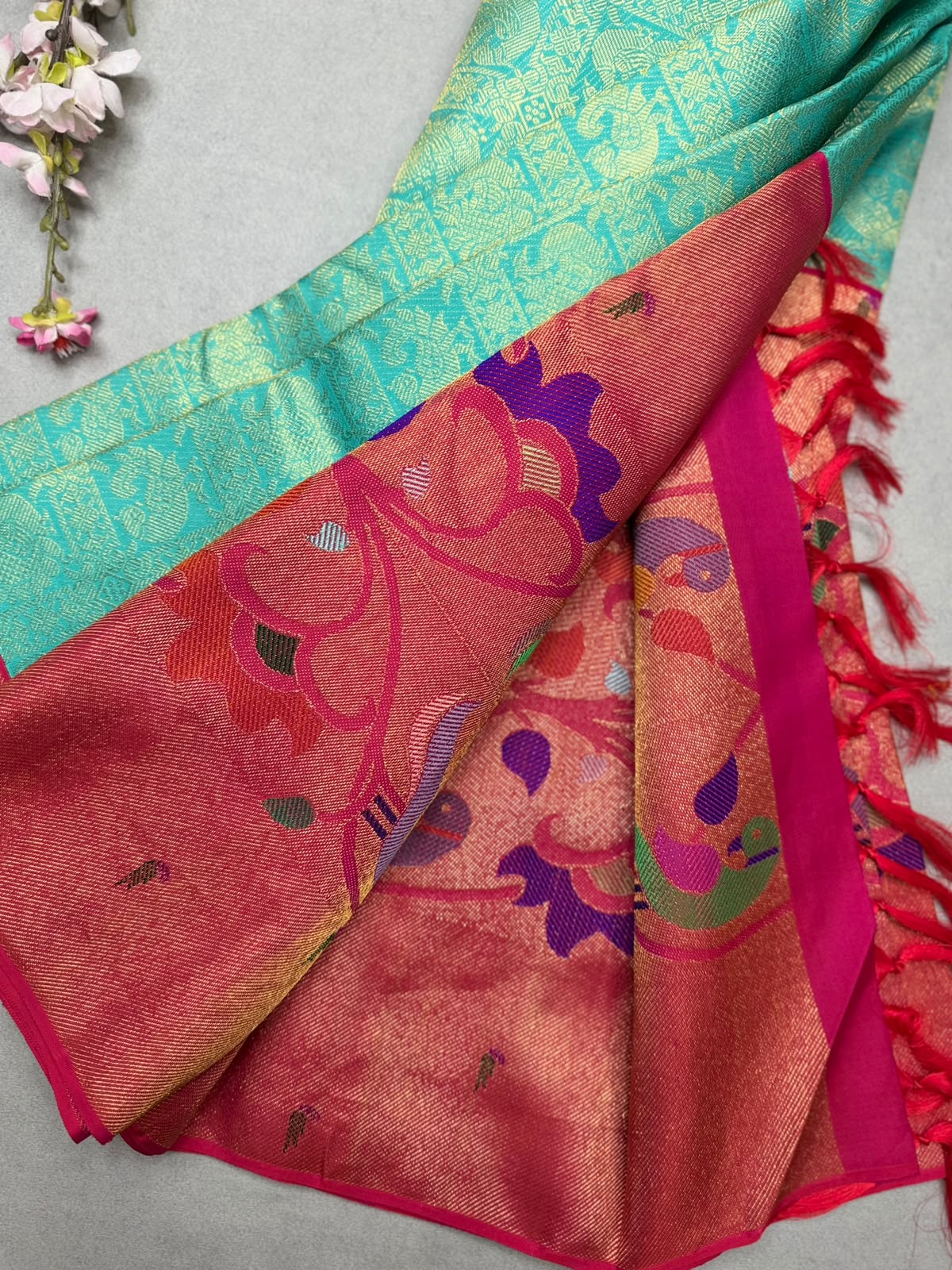 Green Paithani Border Pure Kanchi 4G Saree (Swara)