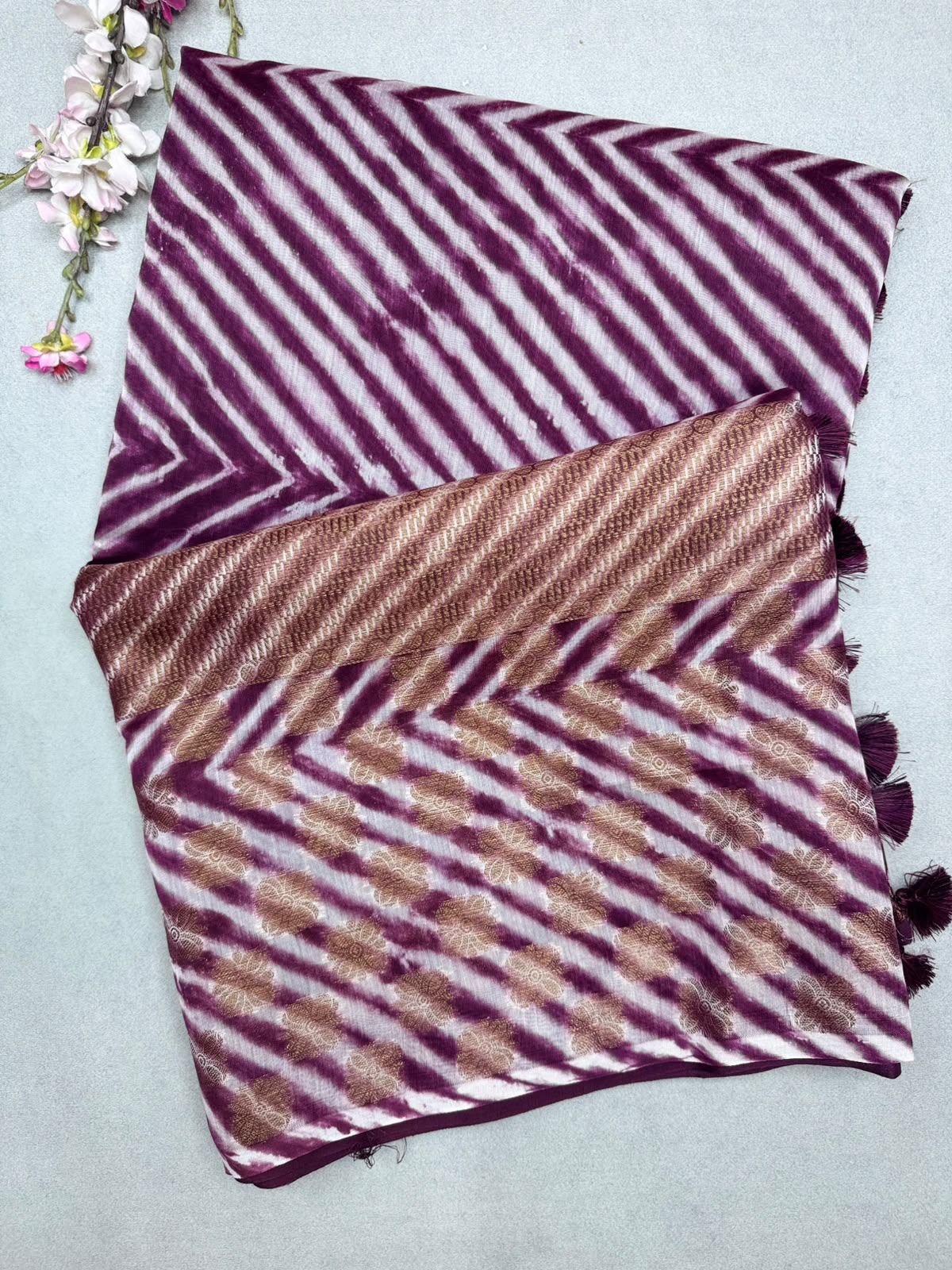 Wine Shibori Semi Tussar Saree 110