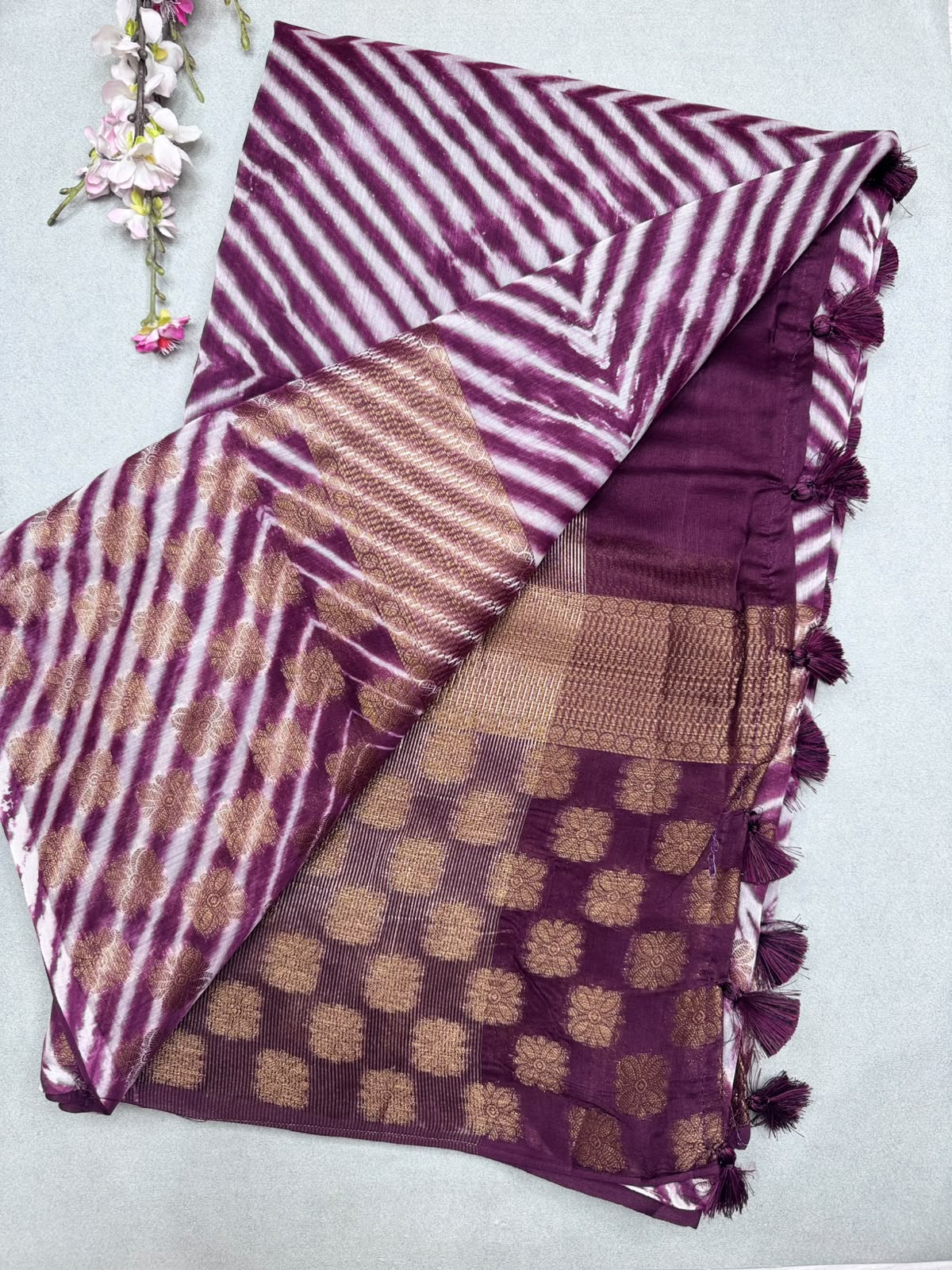 Wine Shibori Semi Tussar Saree 110