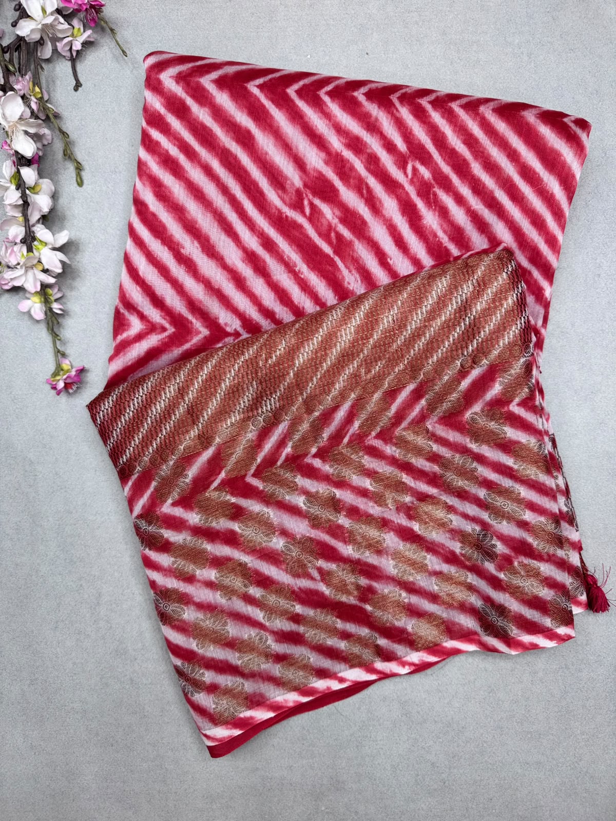 Red Shibori Semi Tussar Saree 110