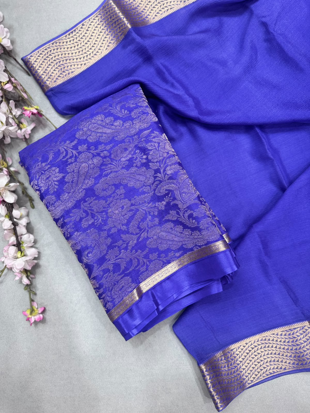 Lavender Brocade Mysore Silk Dress Material (Swara)