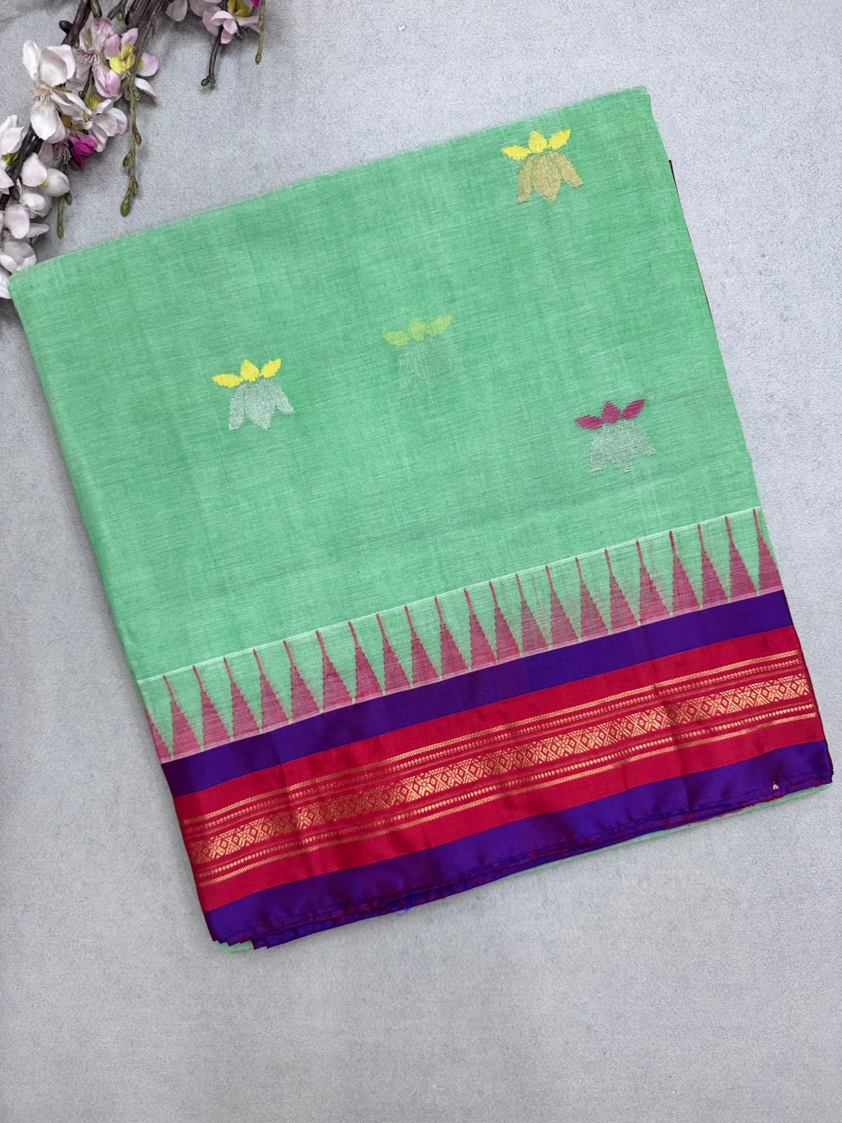 Green Ponduru Handloom Cotton Saree (Swara)