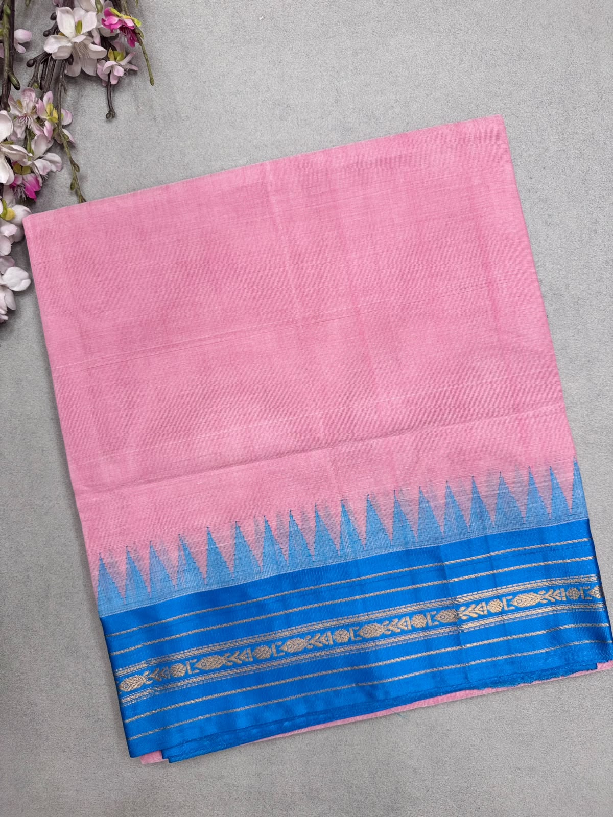 Pink Checks Ponduru Handloom Cotton Saree (Swara)