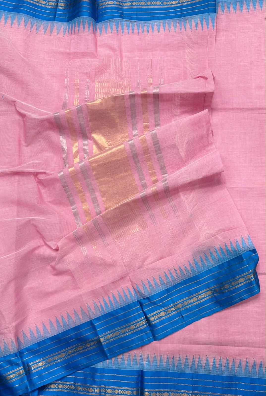 Pink Checks Ponduru Handloom Cotton Saree (Swara)