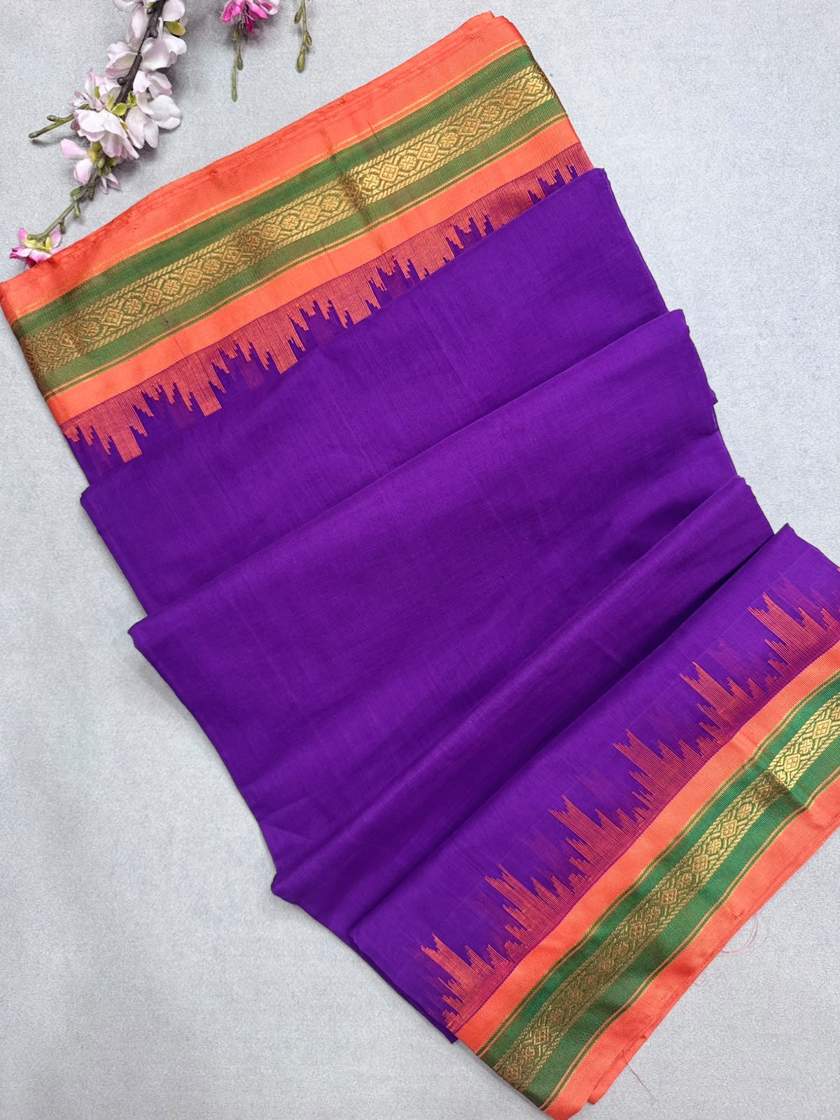 Purple Ponduru Handloom Cotton Saree (Swara)