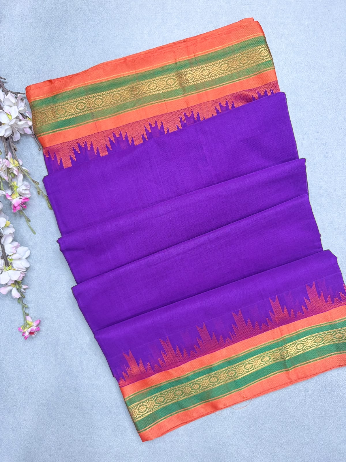 Purple Ponduru Handloom Cotton Saree (Swara)