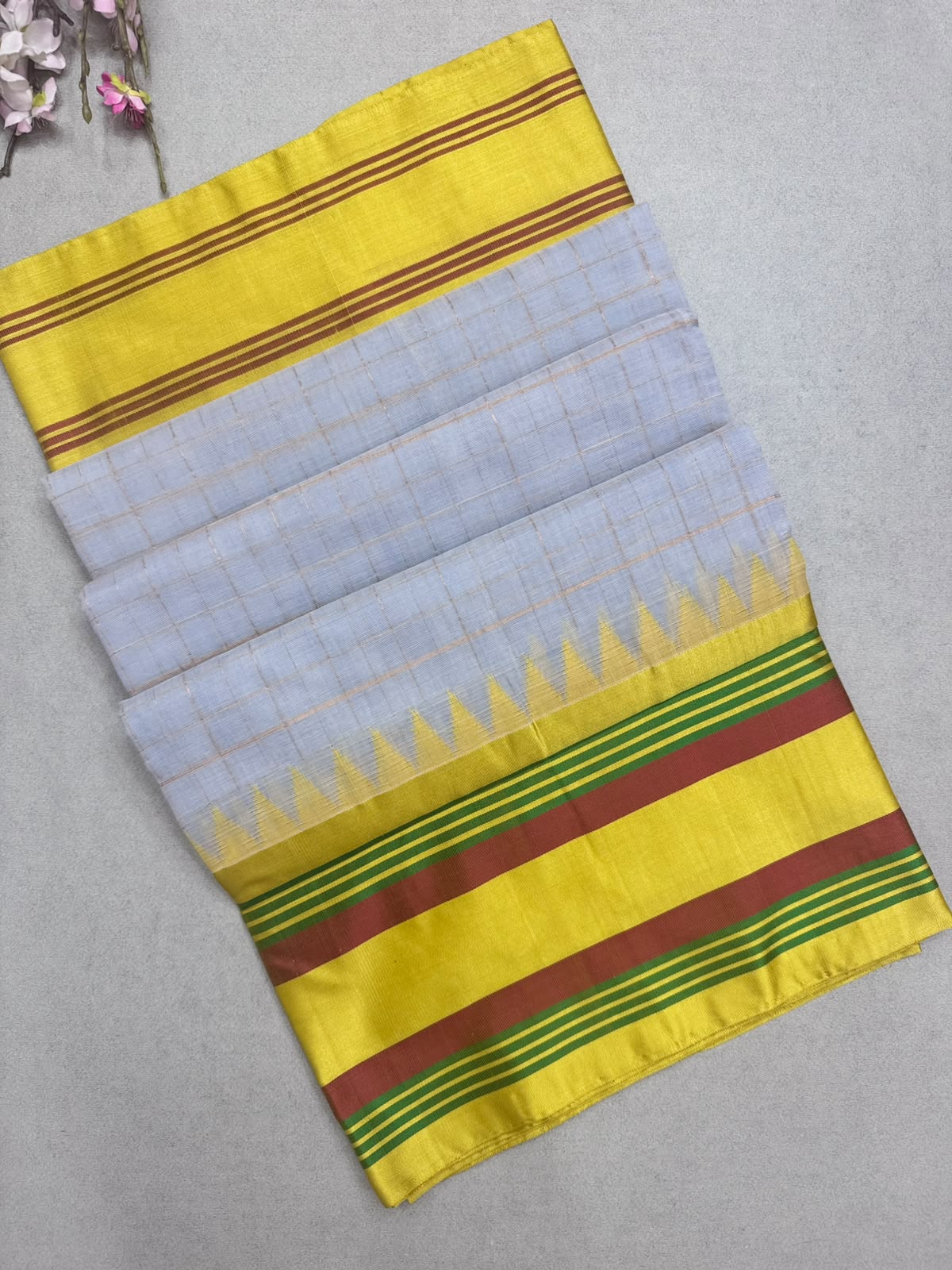 Blue Checks Ponduru Handloom Cotton Saree (Swara)