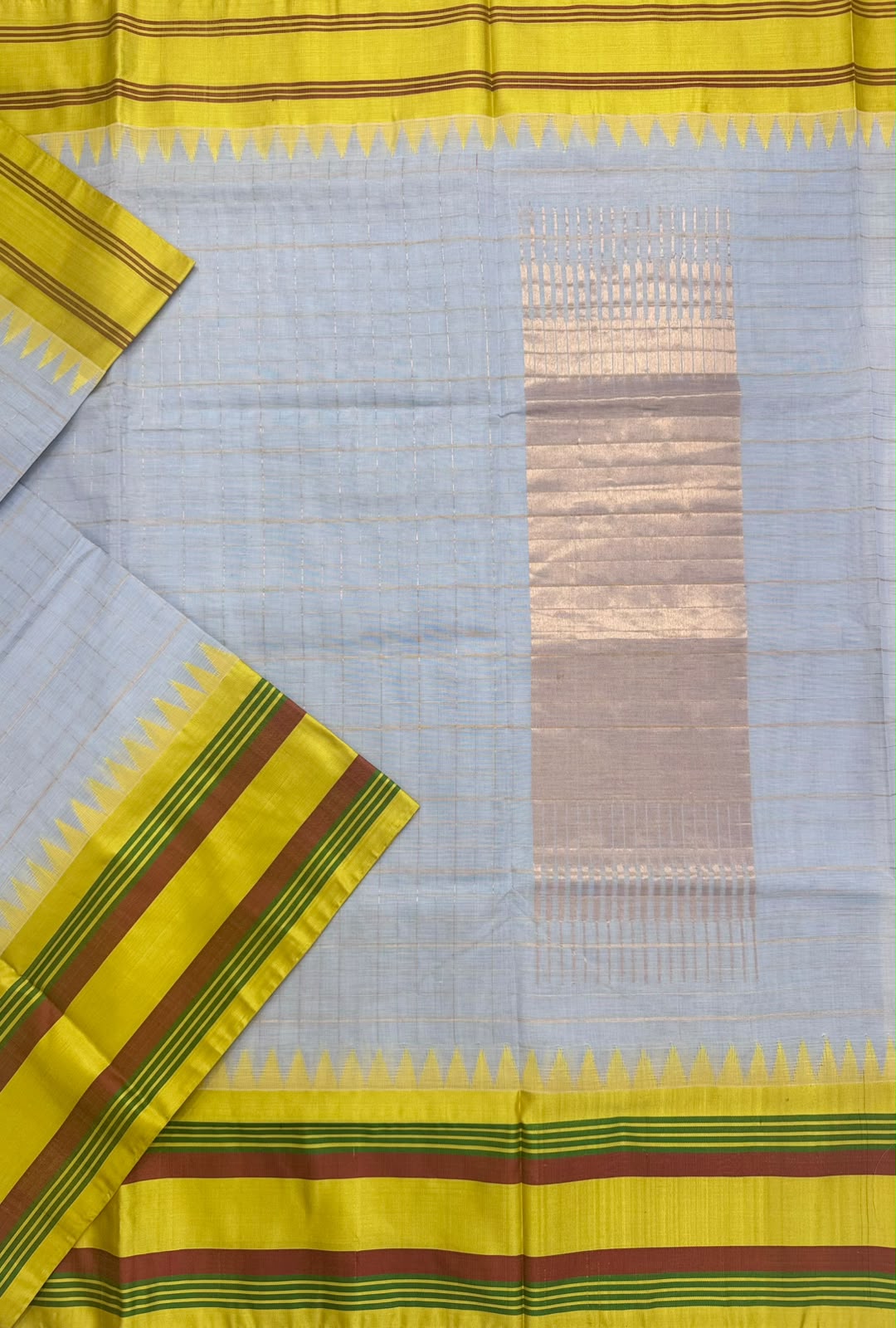 Blue Checks Ponduru Handloom Cotton Saree (Swara)