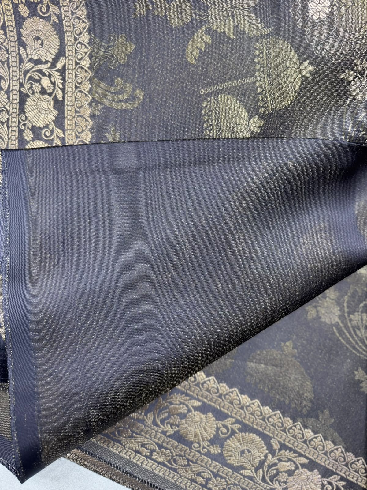 Black Satin Crepe Saree 110