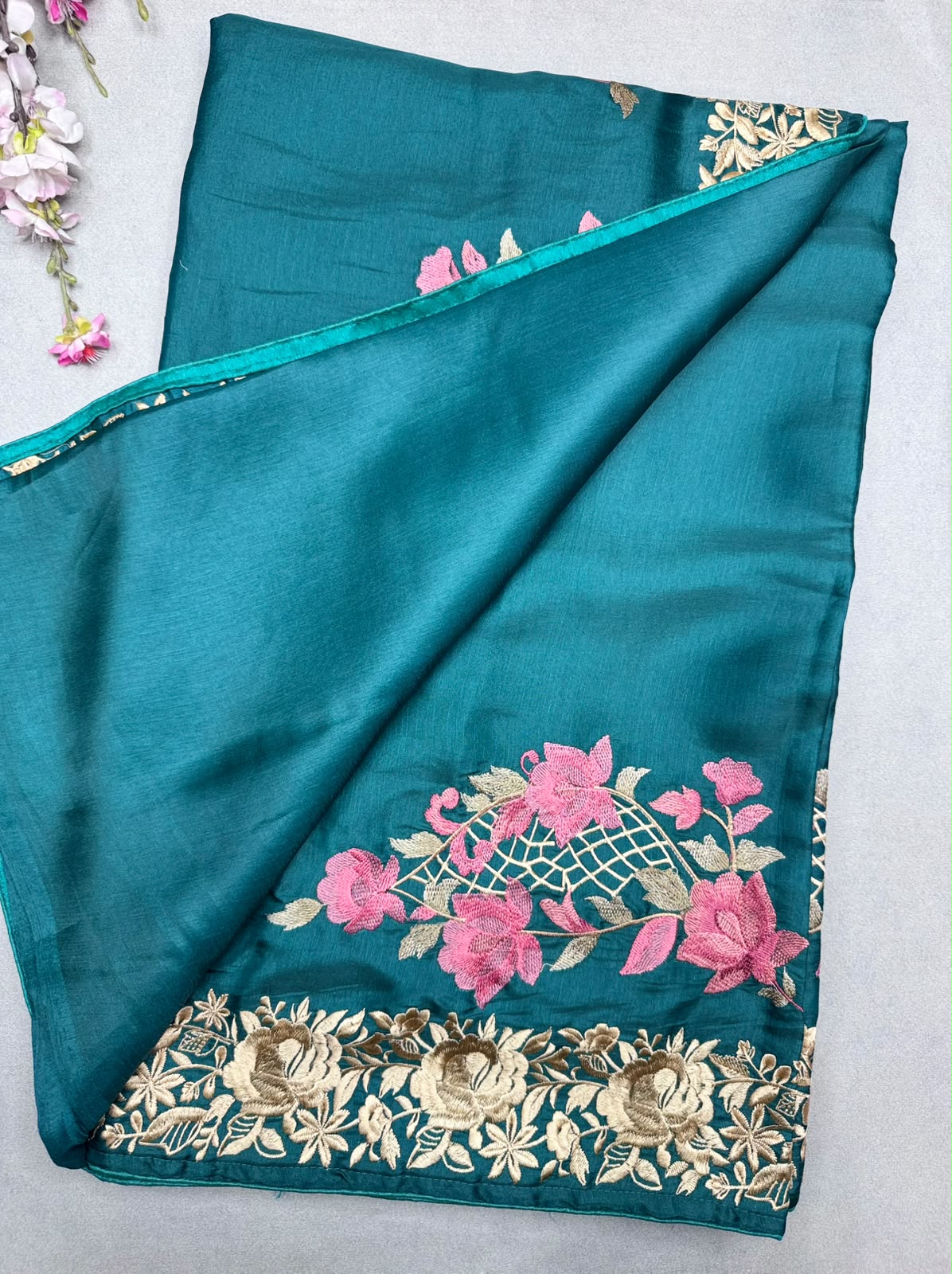 Bottle Green Semi Tussar Saree 110