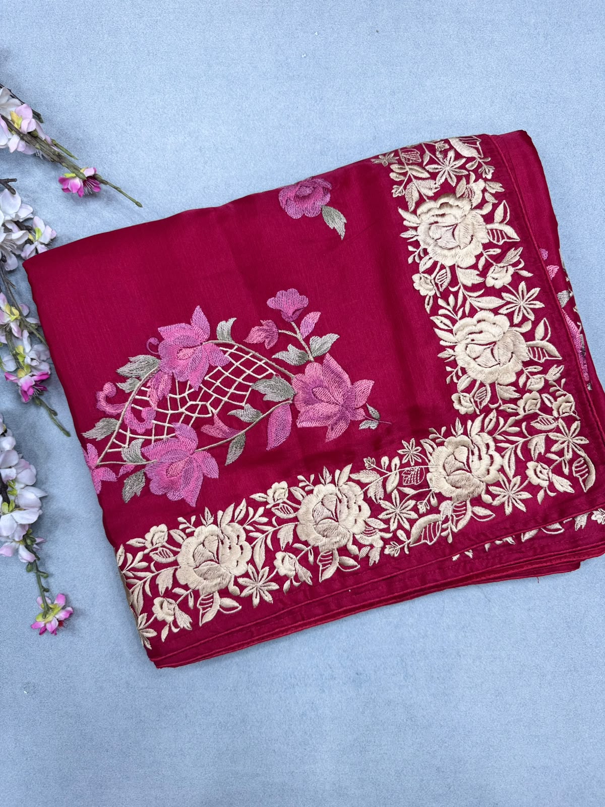 Red Semi Tussar Saree 110