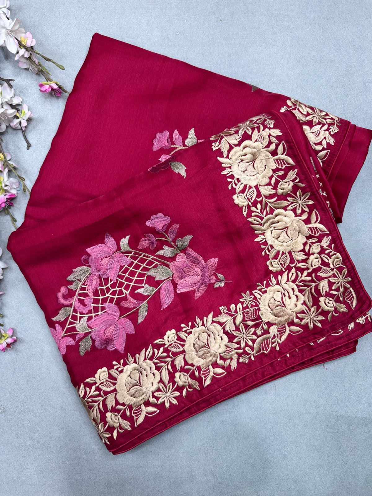 Red Semi Tussar Saree 110