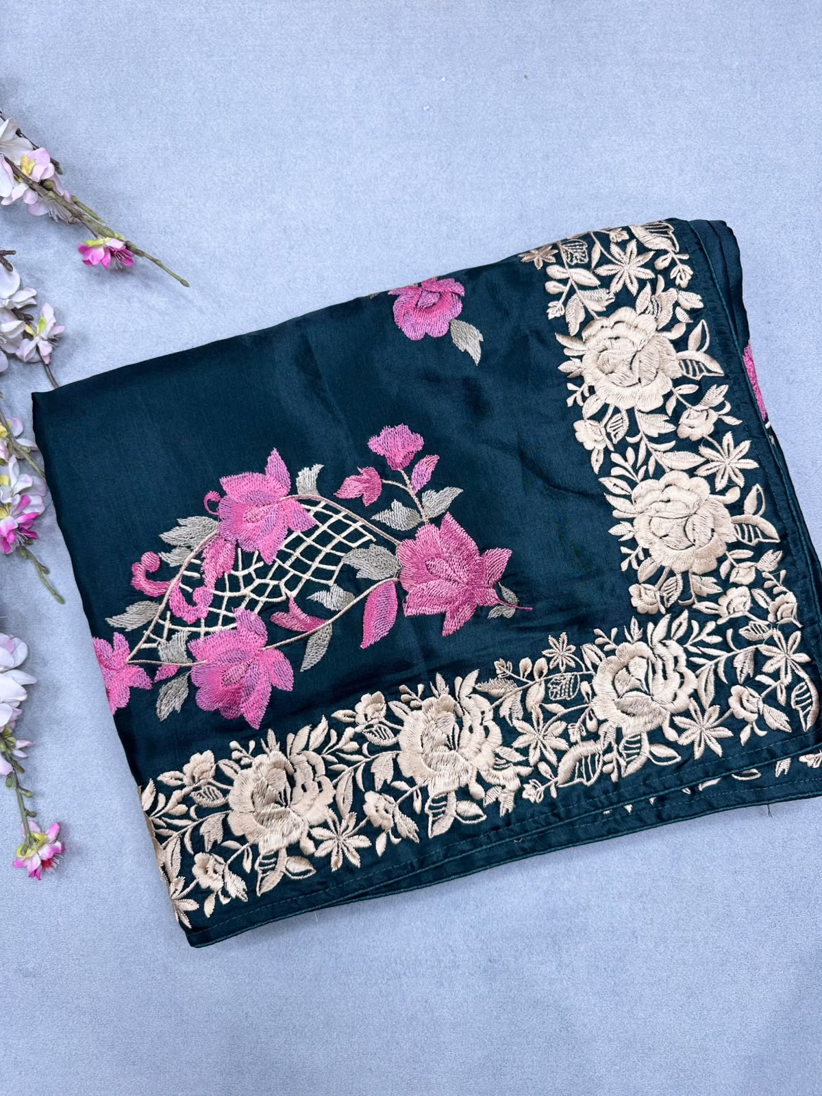 Bottle Green Semi Tussar Saree 110