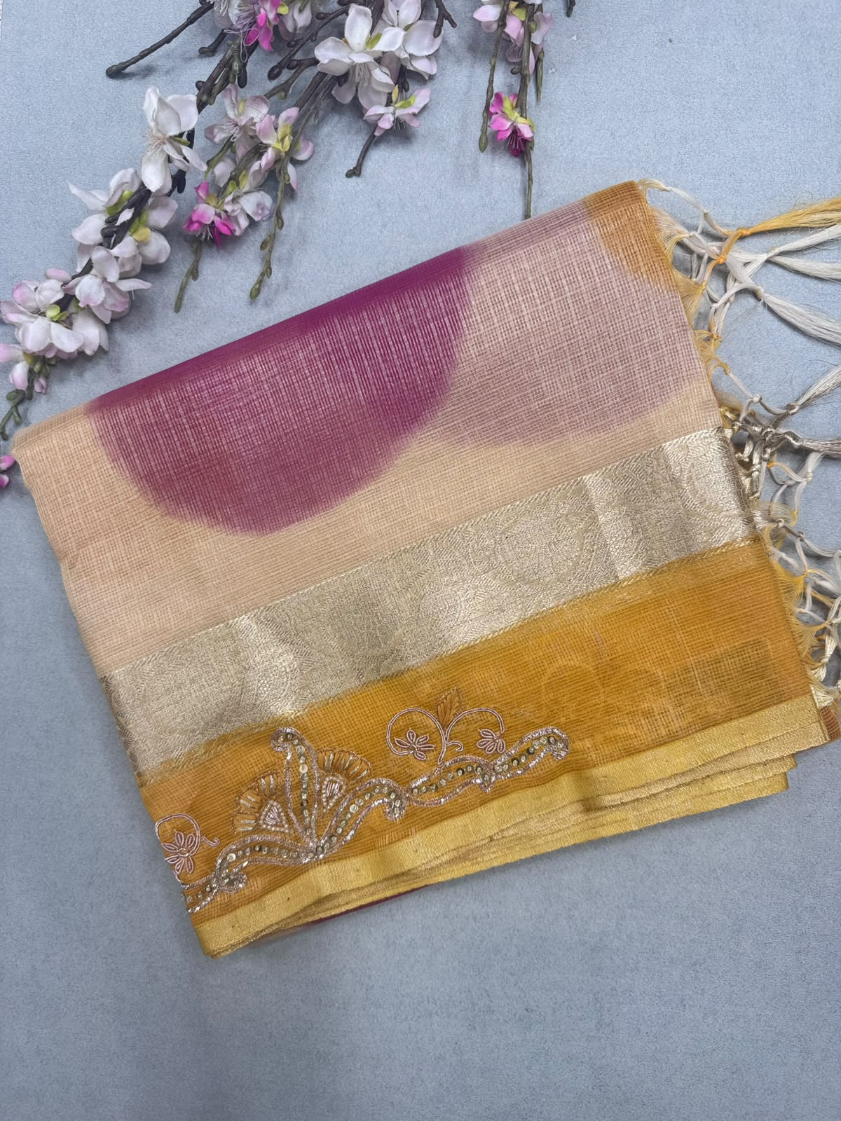 Cream Kota Tissue Saree 110