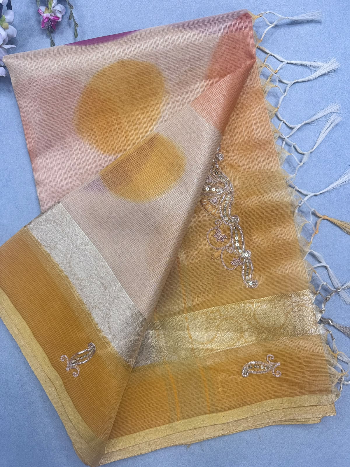 Cream Kota Tissue Saree 110
