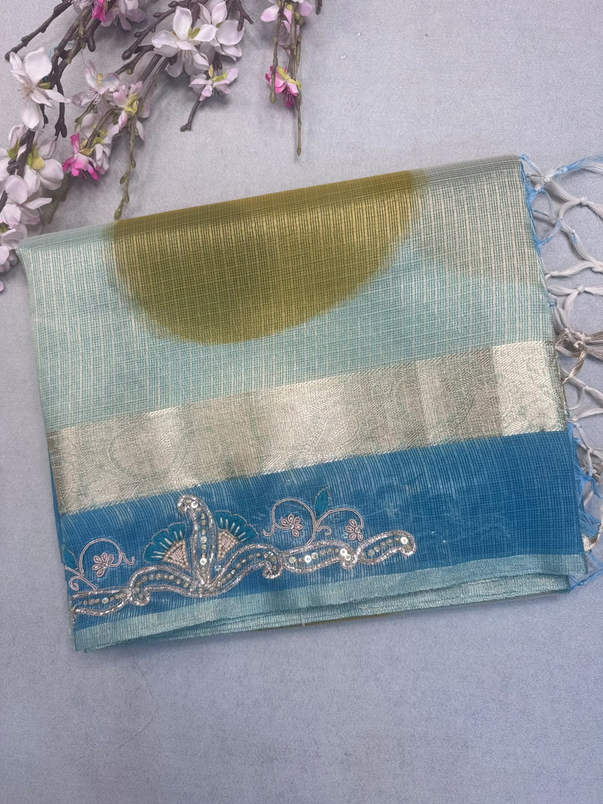 Blue Kota Tissue Saree 110
