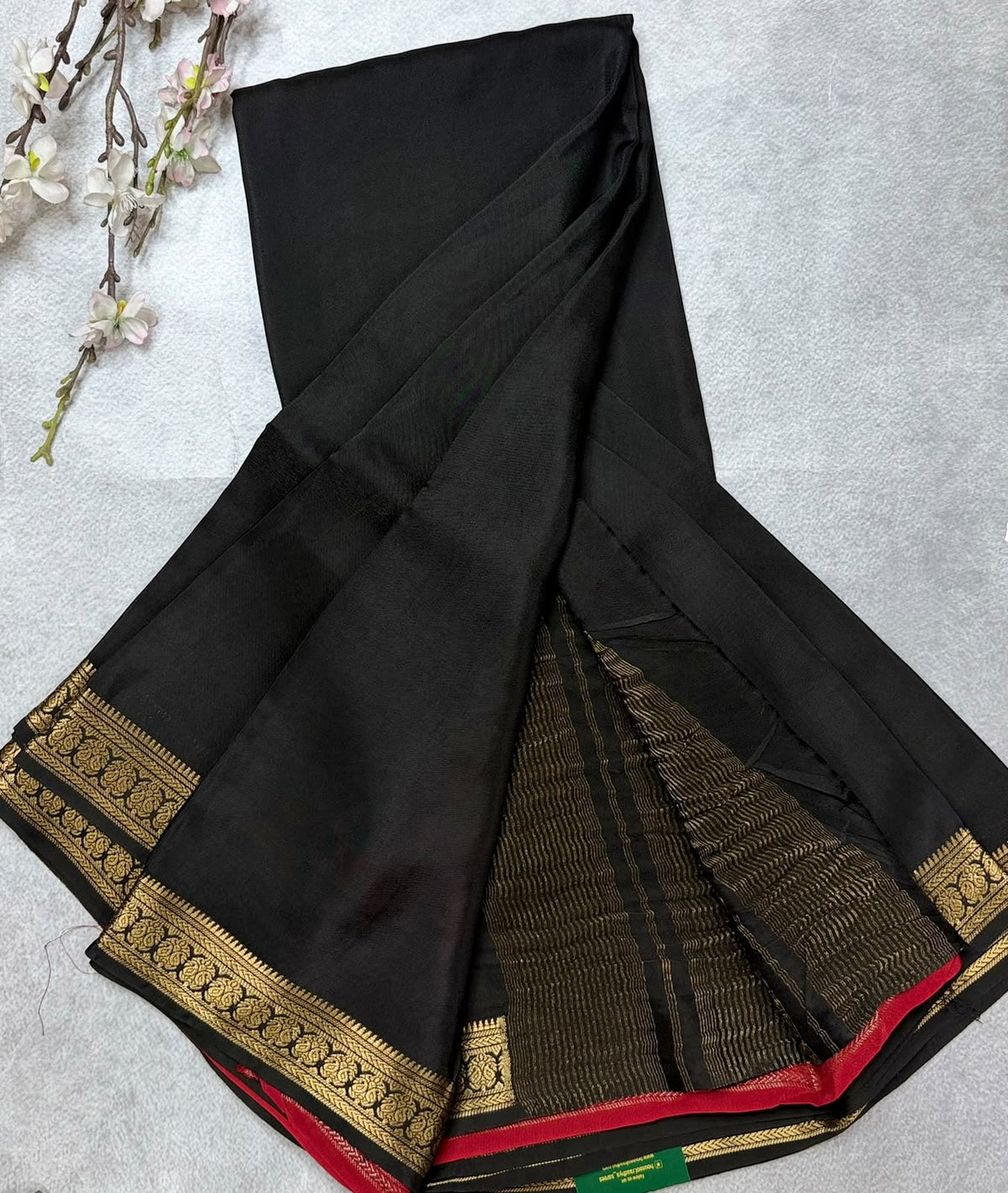 Black Semi Mysore Crepe Saree 110