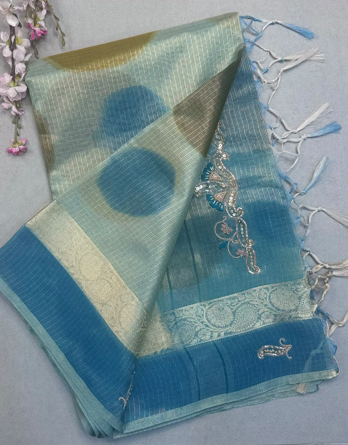 Blue Kota Tissue Saree 110